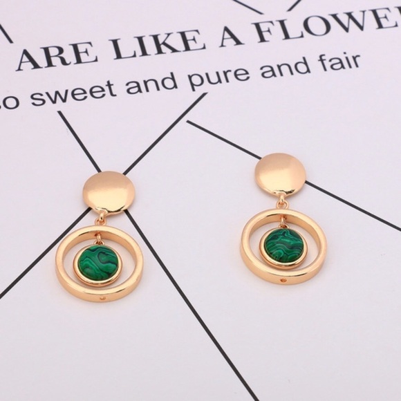 Green Drop Hoop Statement Earrings - Picture 4 of 8